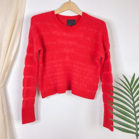 INTERMIX Sweaters - Intermix Red Texture Knit Cashmere Wool Sweater